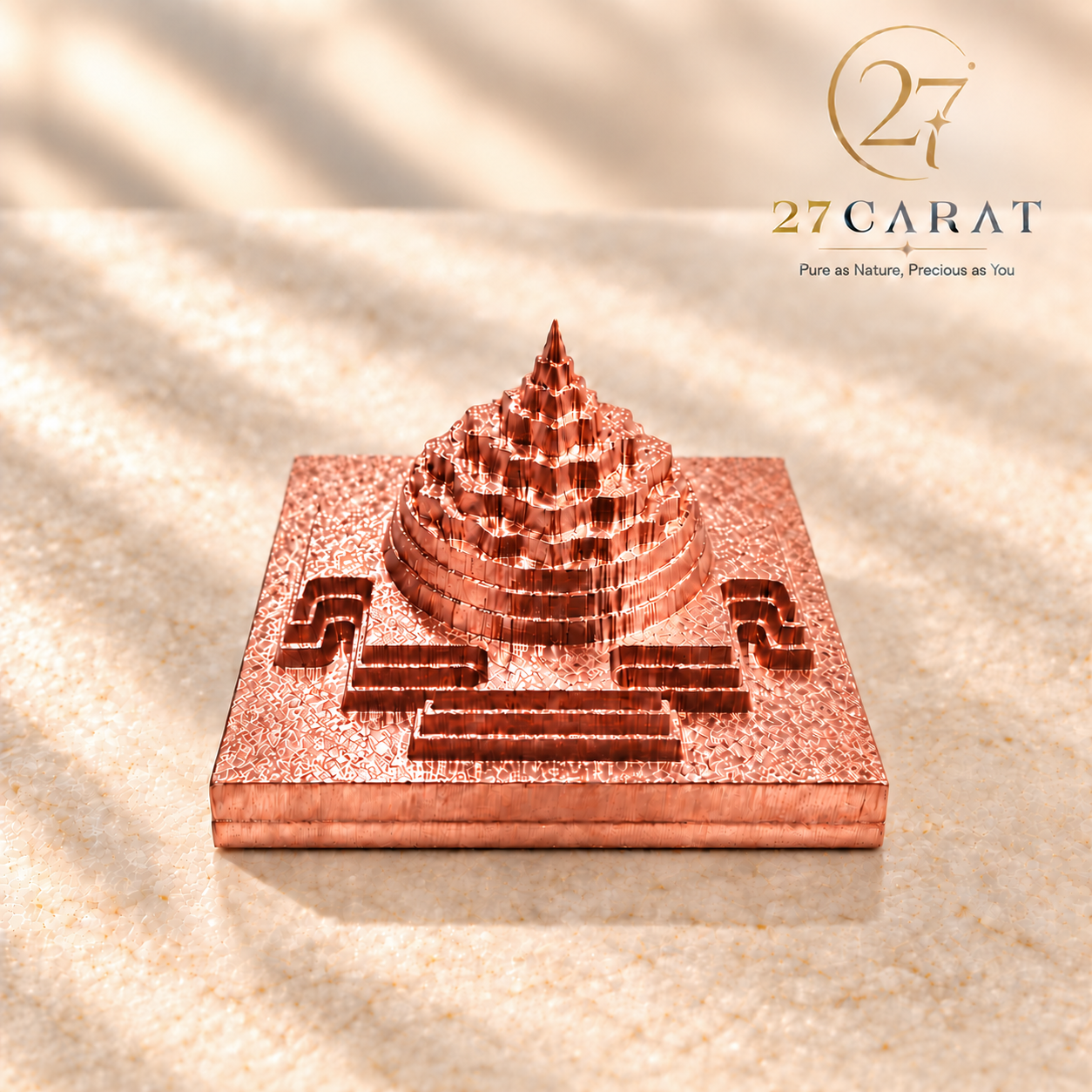 CNC Copper Vastu Shree Yantra 1.5x1.5 inch, Solid