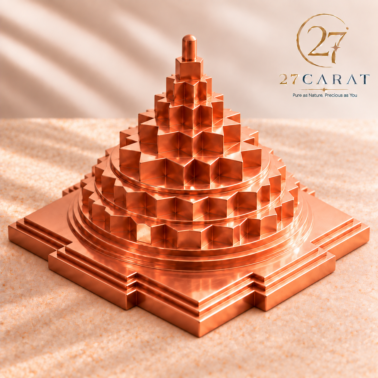 Copper Vastu Shree Yantra 6x6 inch, Solid
