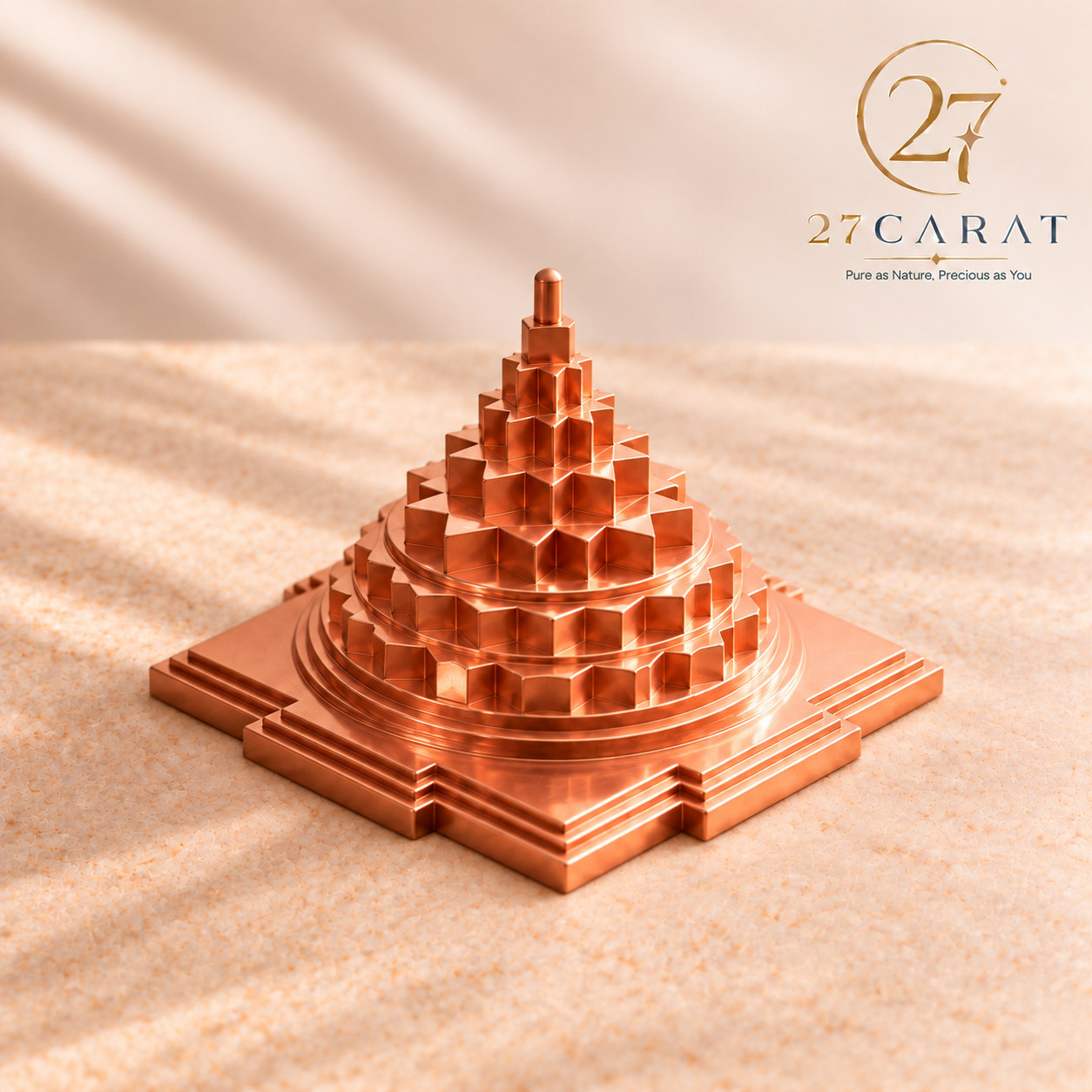 Copper Vastu Shree Yantra 3x3 inch, Solid