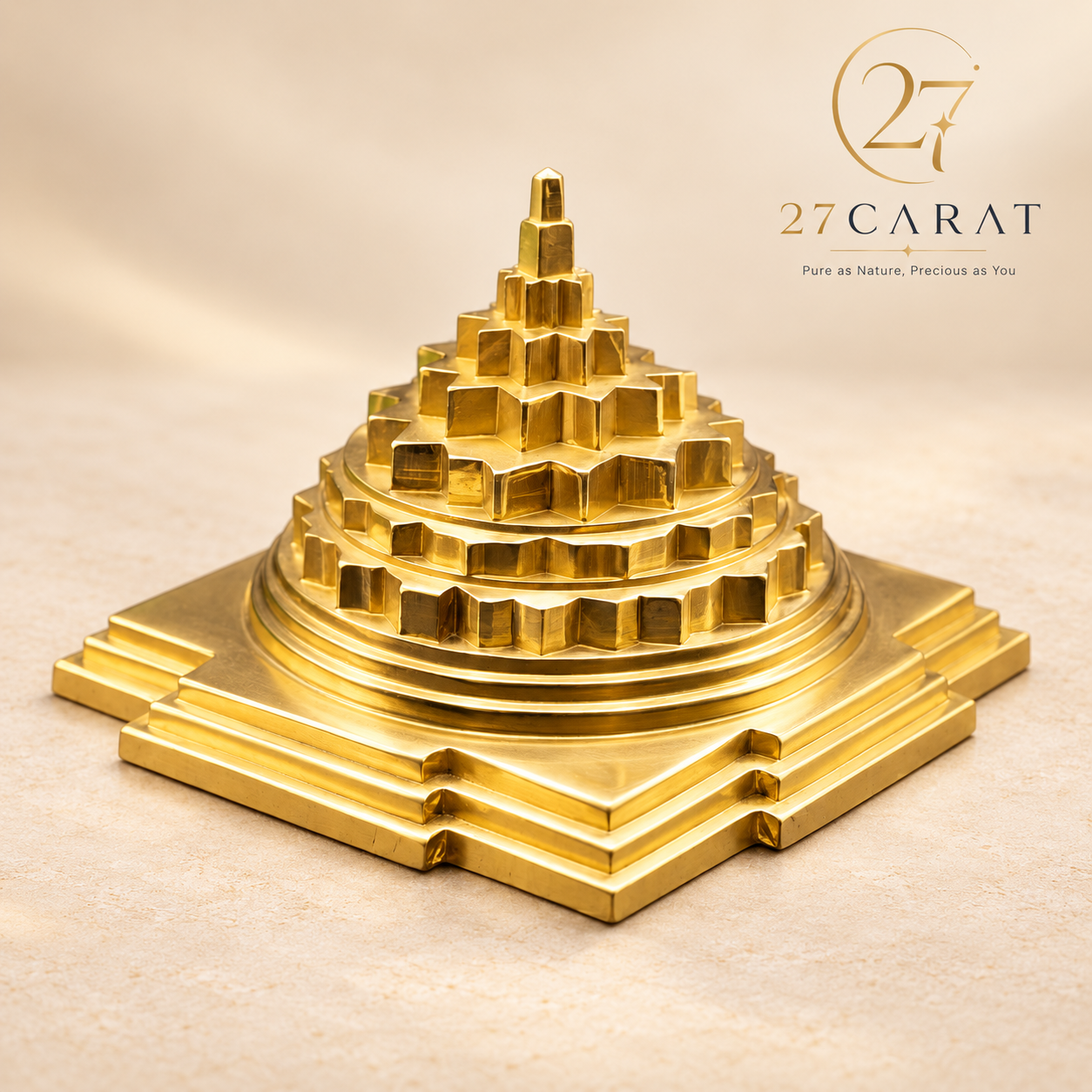 Brass Vastu Shree Yantra 4x4 inch, Hollow