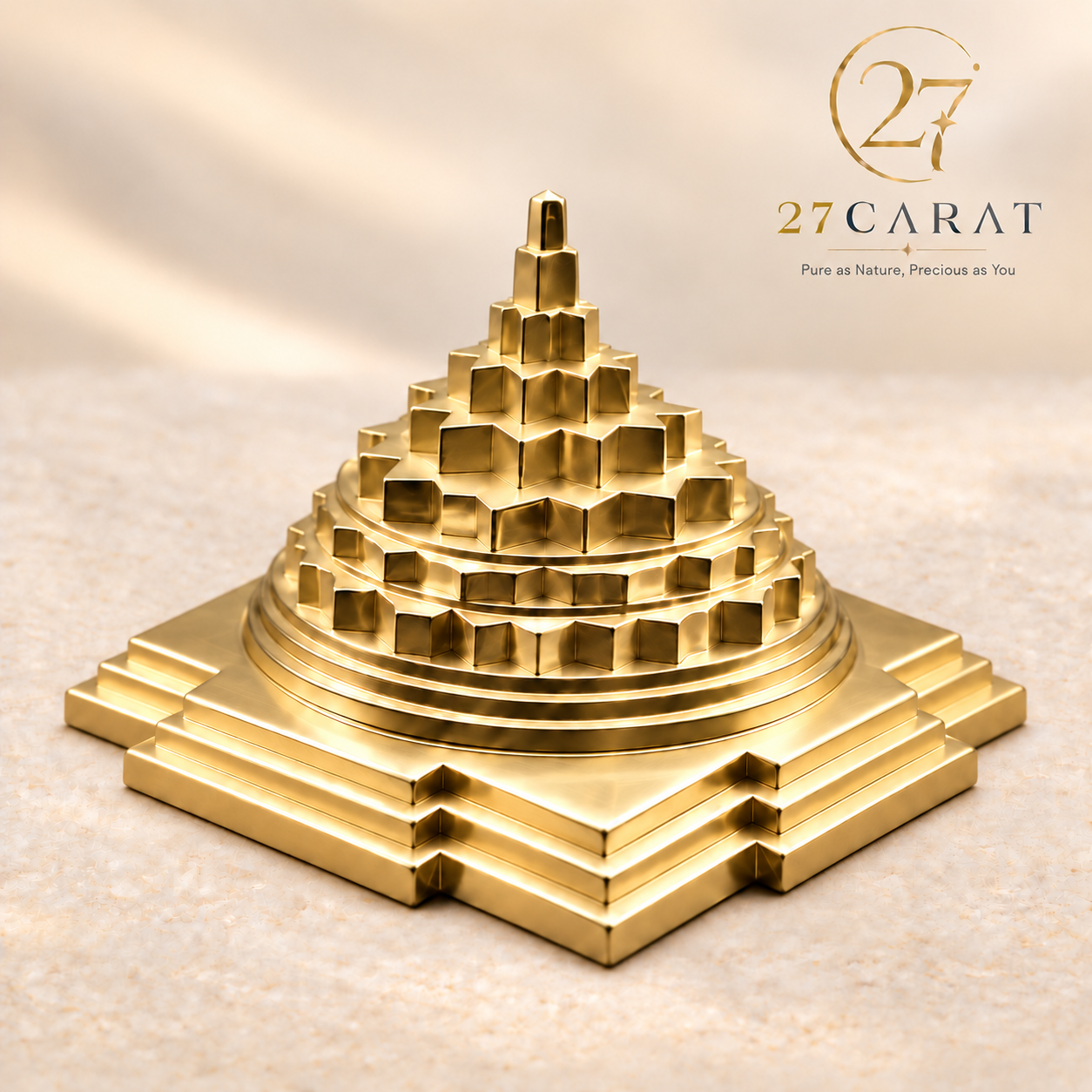 Brass Vastu Shree Yantra 4x4 inch, Solid