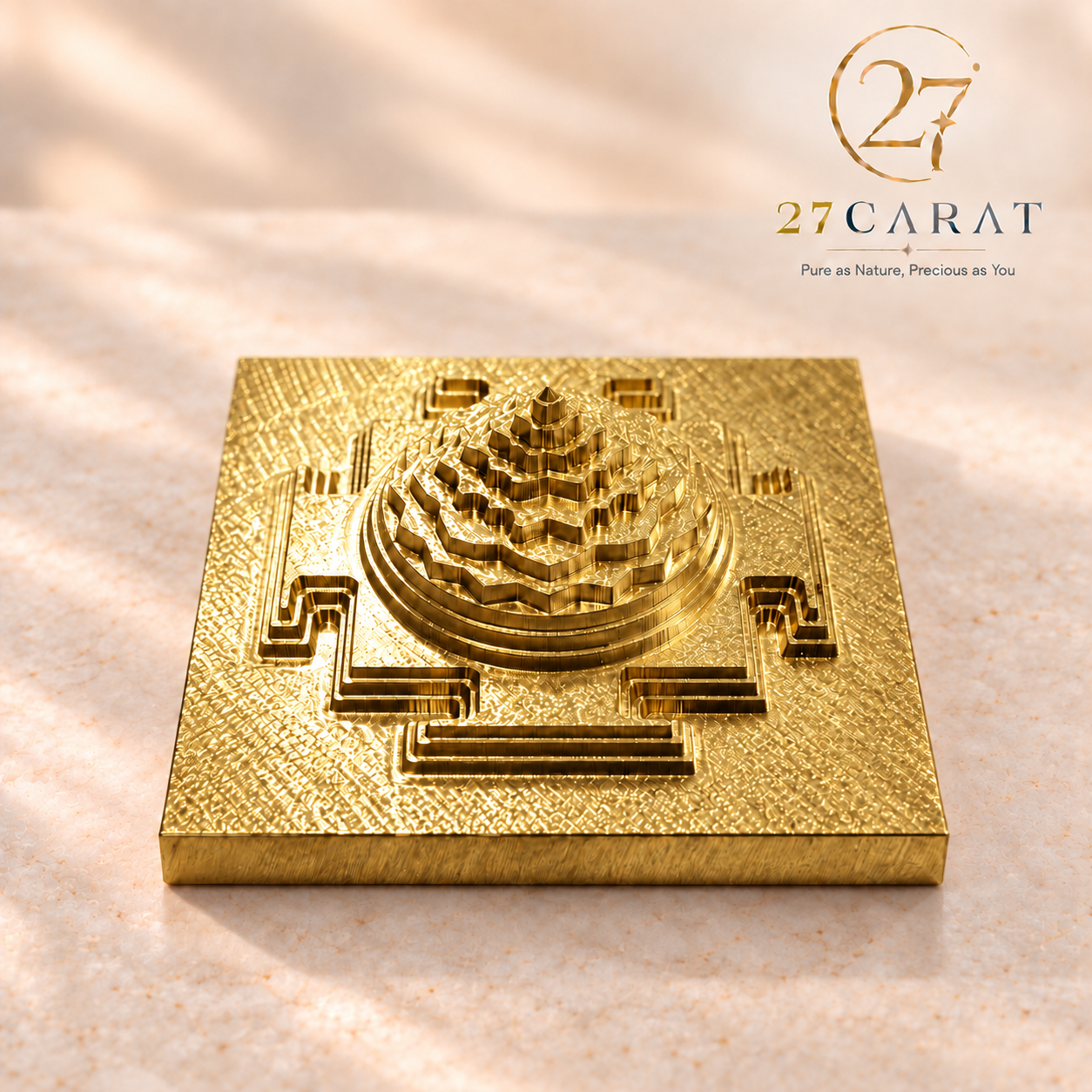 CNC Brass Vastu Shree Yantra 3*3 inch, Solid