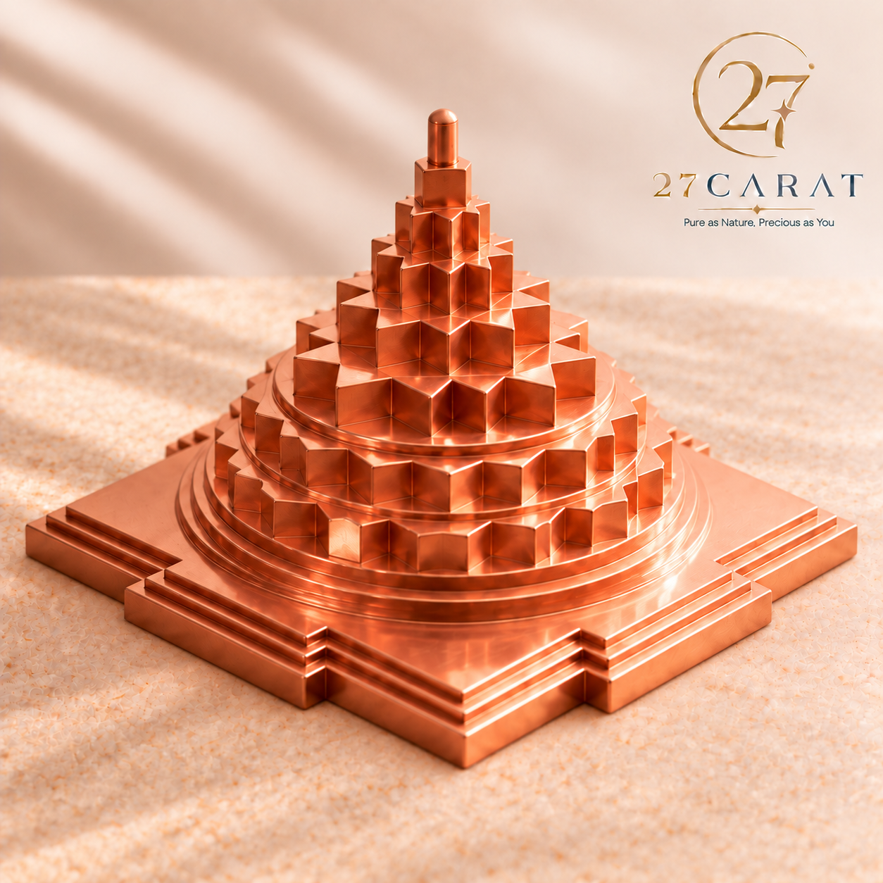Copper Vastu Shree Yantra 4x4 inch, Solid