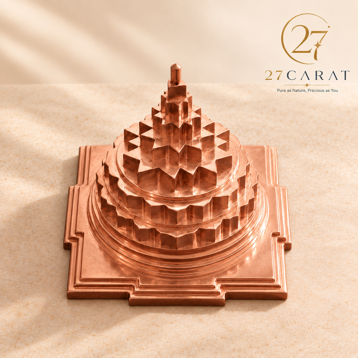 Copper Vastu Shree Yantra 5x5 inch, Solid