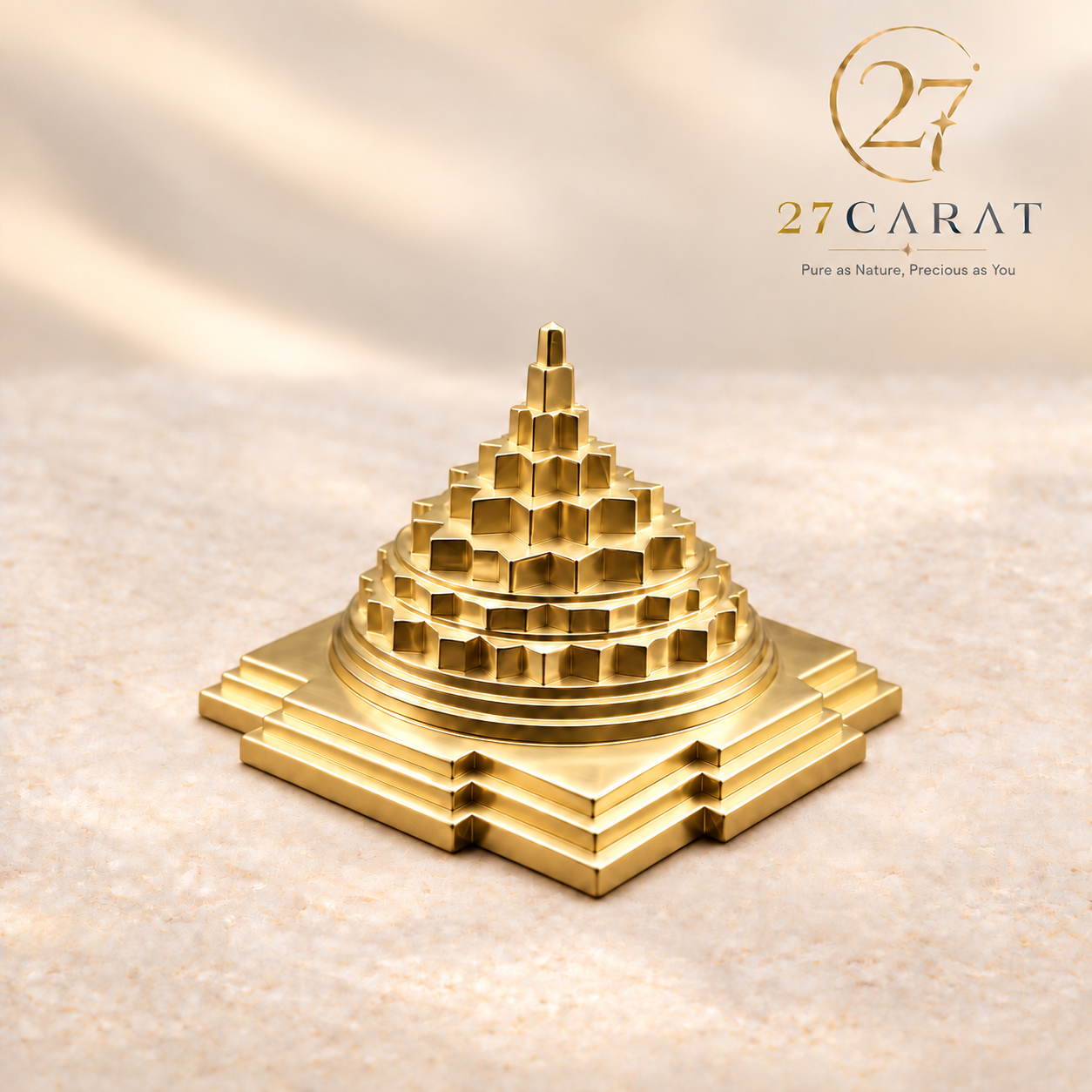 Brass Vastu Shree Yantra 3x3 inch, Solid