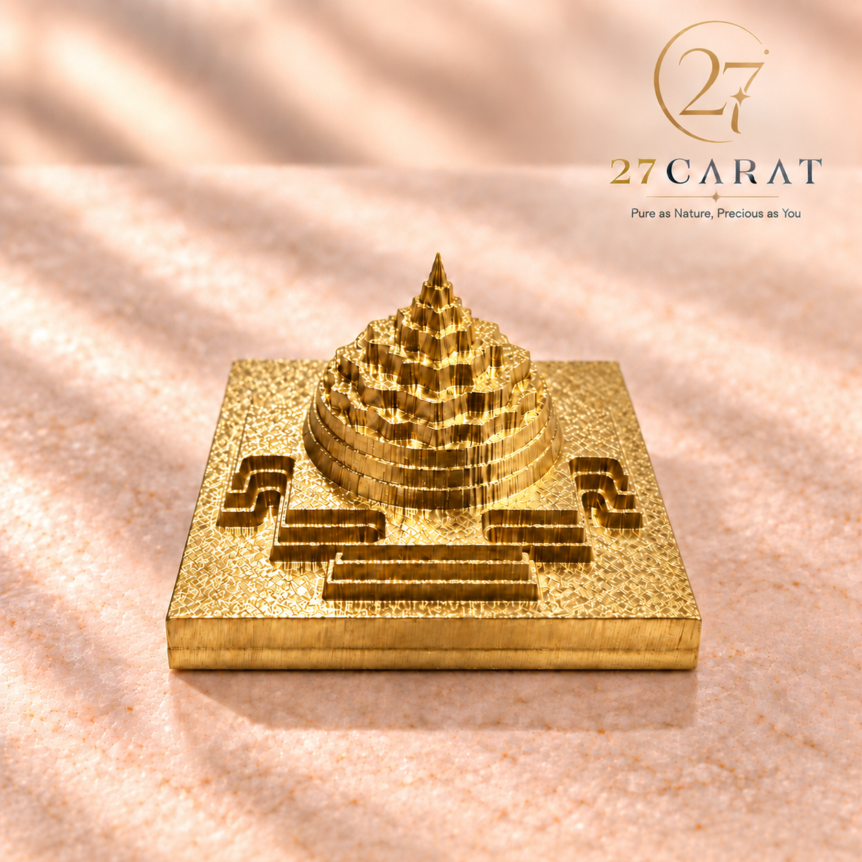 CNC Brass Vastu Shree Yantra 1.5x1.5 inch, Solid