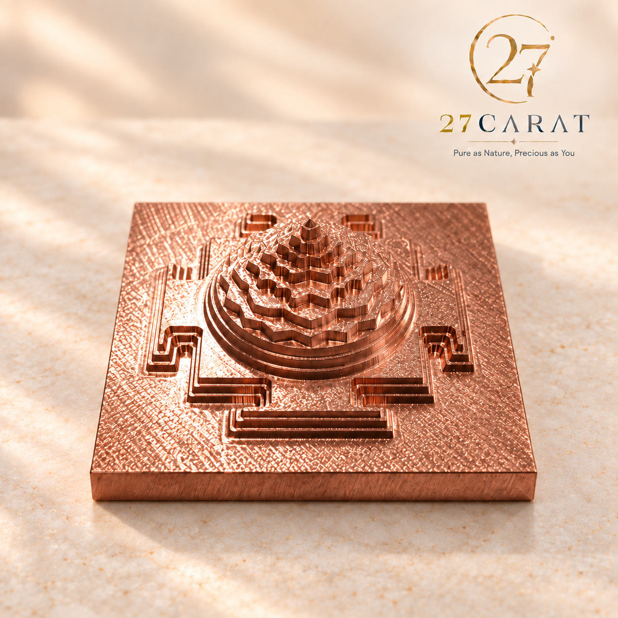 CNC Copper Vastu Shree Yantra 3*3 inch, Solid