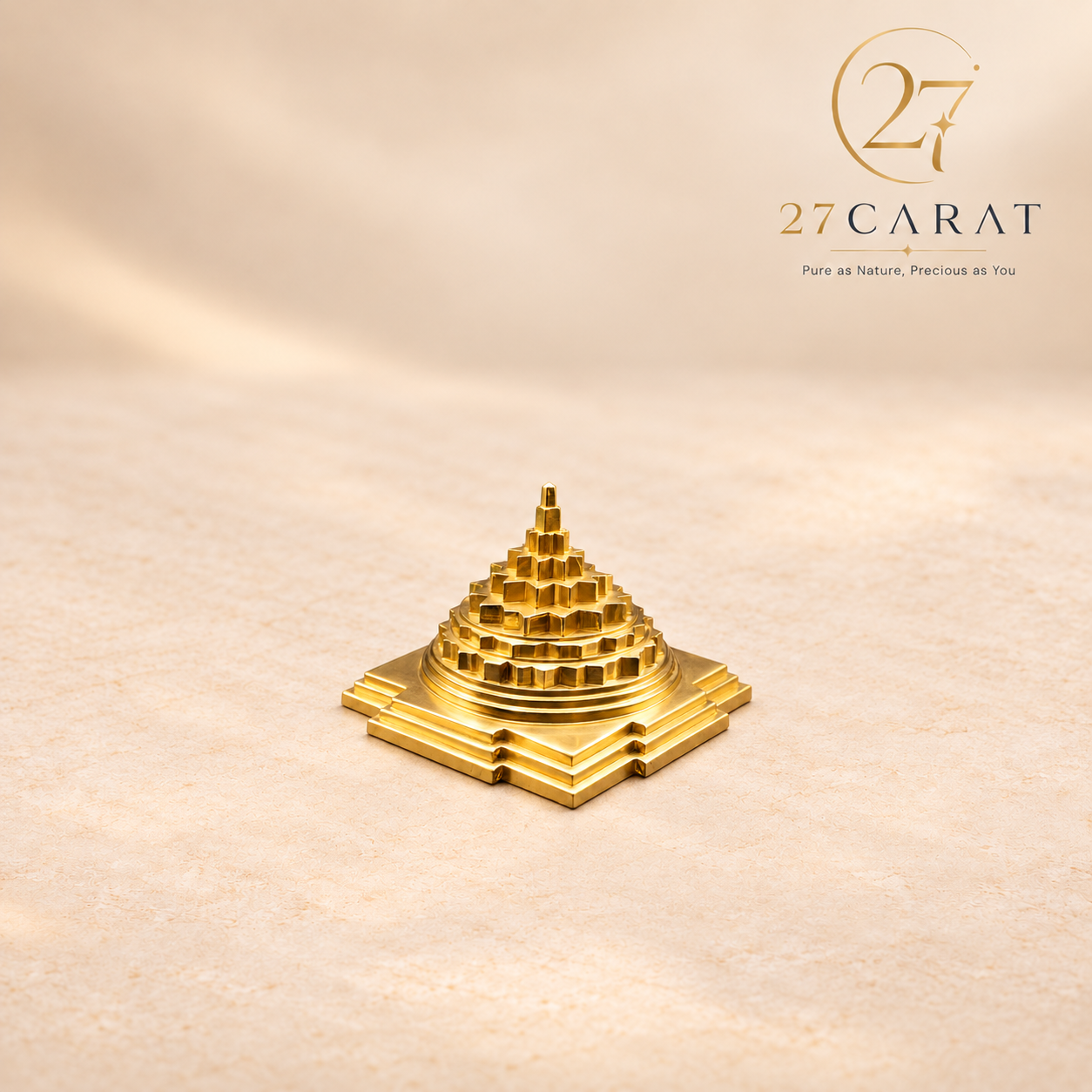 Brass Vastu Shree Yantra 2x2 inch, Solid